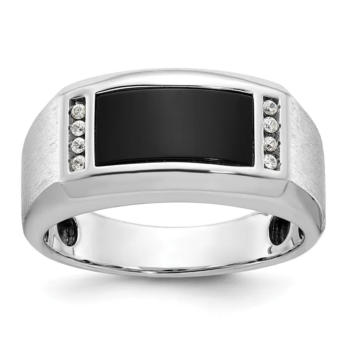 14k White Gold Mens Satin Onyx and 115 carat Diamond Complete Ring Goldia Rings 14k White Gold Mens Satin Onyx and 115 carat Diamond Complete Ring Goldia Rings