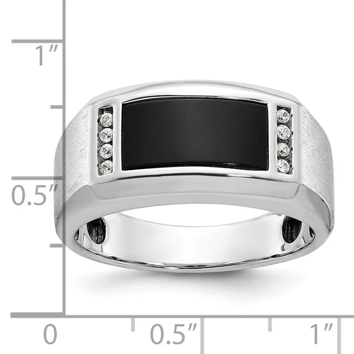 14k White Gold Mens Satin Onyx and 115 carat Diamond Complete Ring Goldia Rings