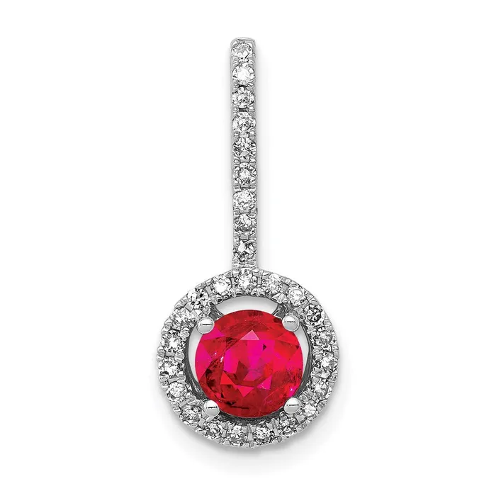 14k White Gold Real Diamond and 69 Ruby Halo Pendant Goldia Necklaces