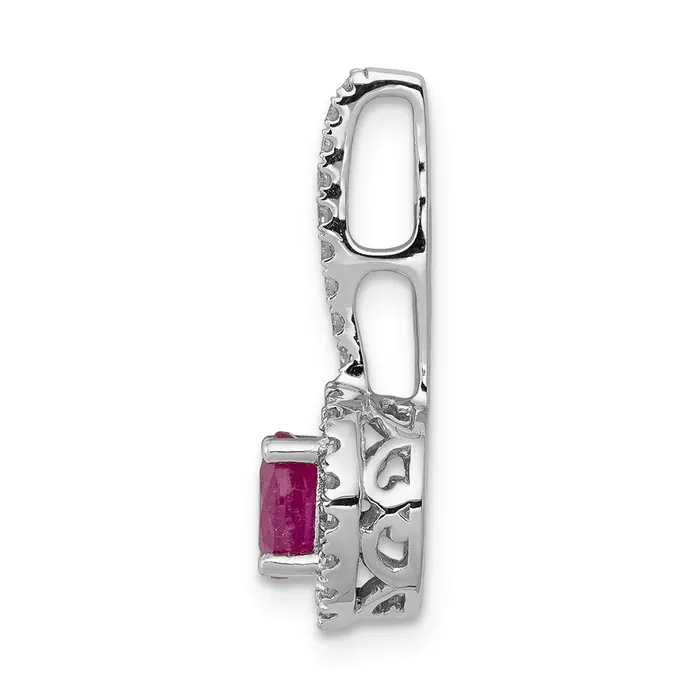 14k White Gold Real Diamond and 69 Ruby Halo Pendant Goldia Necklaces