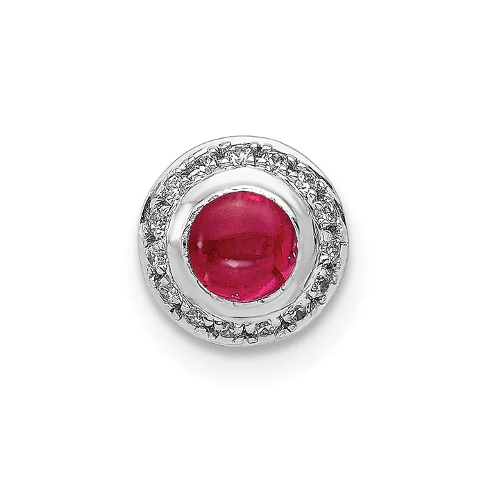 14k White Gold Real Diamond and Cabochon 38 Ruby Halo Chain Slide Goldia Necklaces 14k White Gold Real Diamond and Cabochon 38 Ruby Halo Chain Slide Goldia Necklaces