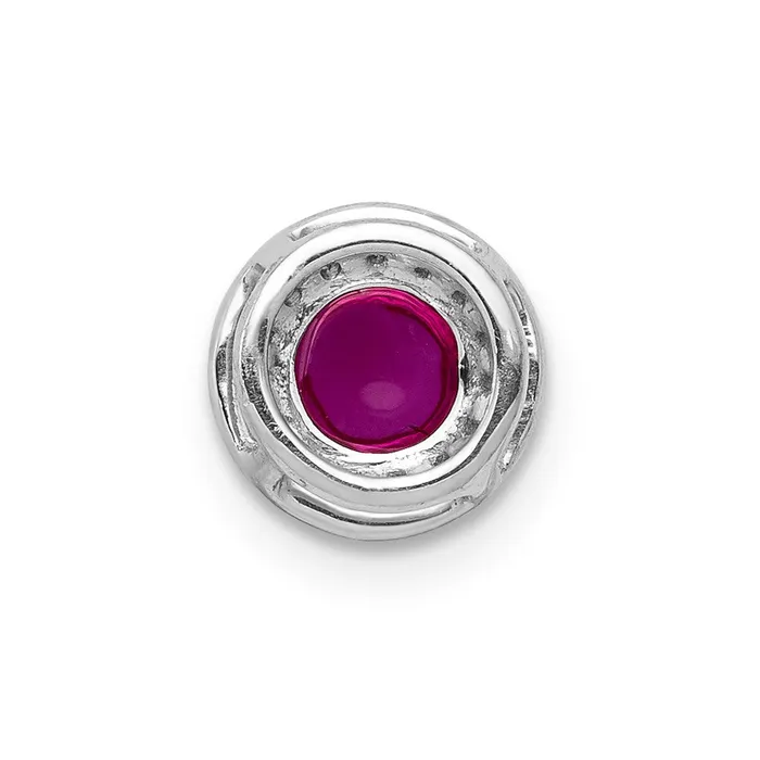 14k White Gold Real Diamond and Cabochon 38 Ruby Halo Chain Slide Goldia Necklaces