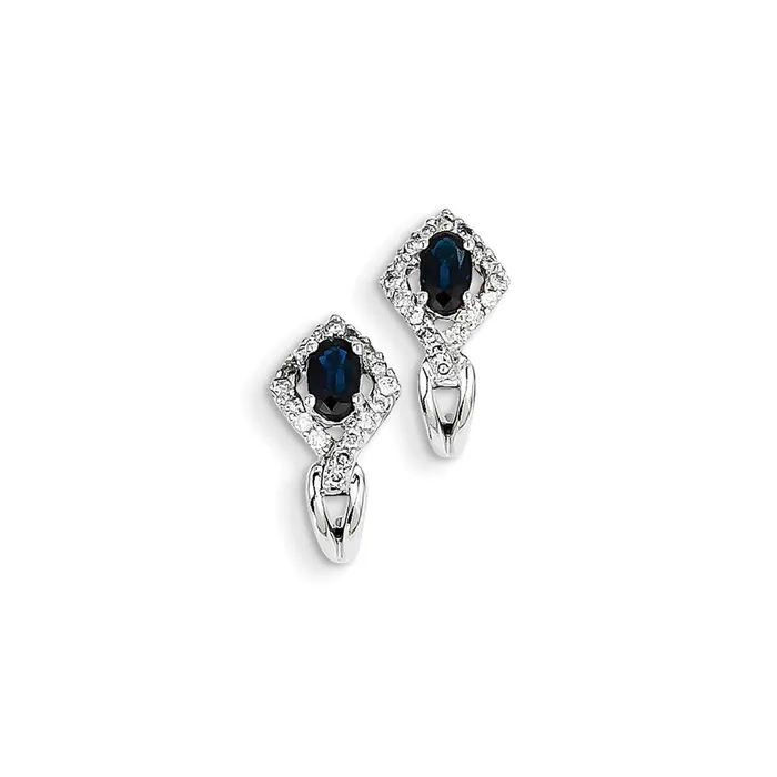 14K White Gold Real Diamond u0026 Sapphire J Hoop Earrings Goldia Earrings 14K White Gold Real Diamond u0026 Sapphire J Hoop Earrings Goldia Earrings
