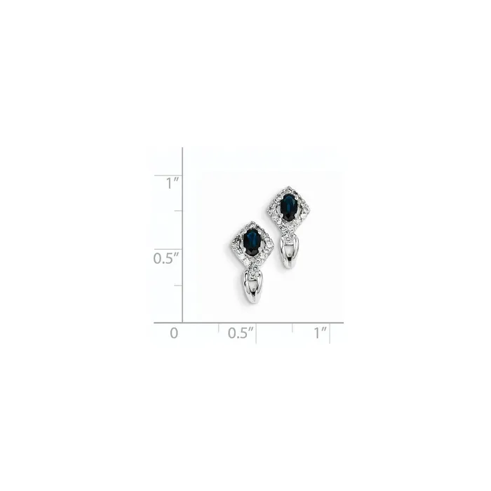 14K White Gold Real Diamond u0026 Sapphire J Hoop Earrings Goldia Earrings