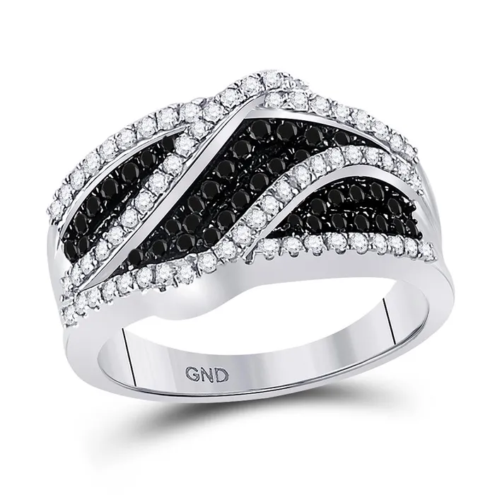 14k White Gold Round Black Diamond Band Ring 34 Cttw gndatlanta Rings