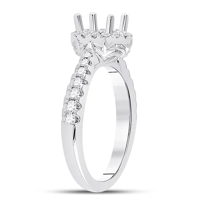 14k White Gold Round Diamond 1 Ct Rd Center Halo Bridal SemiMount Ring 38 Cttw gndatlanta Rings