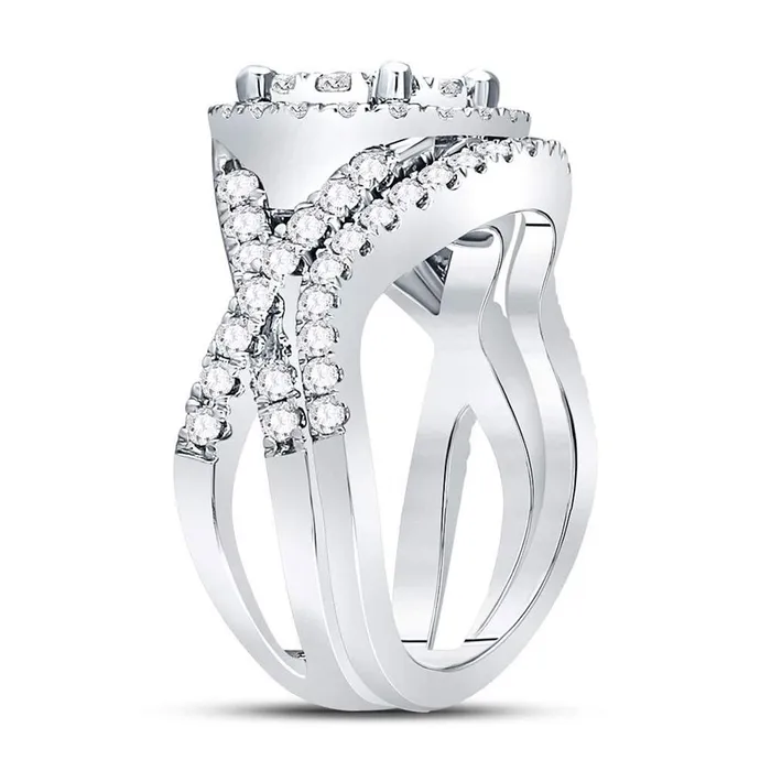 14k White Gold Round Diamond Bridal Wedding Ring Set 112 Cttw gndatlanta Rings