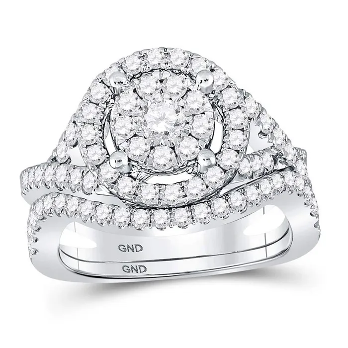 14k White Gold Round Diamond Bridal Wedding Ring Set 112 Cttw gndatlanta Rings