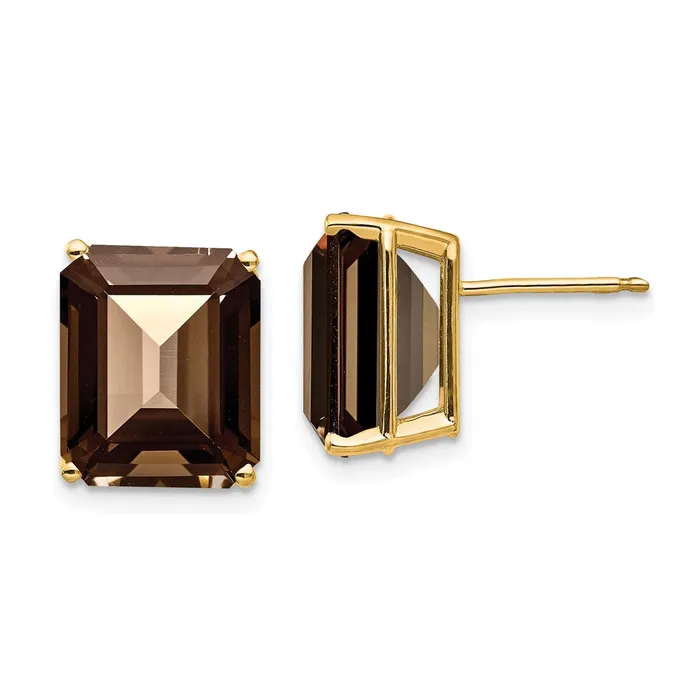 14k Yellow Gold 12x10 Emerald Cut Smok Yellow Gold Quartz Earrings Goldia Earrings 14k Yellow Gold 12x10 Emerald Cut Smok Yellow Gold Quartz Earrings Goldia Earrings