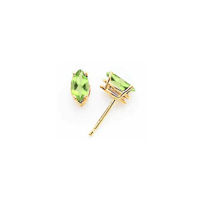 14k Yellow Gold 7x35mm Marquise Peridot Earrings Goldia Earrings