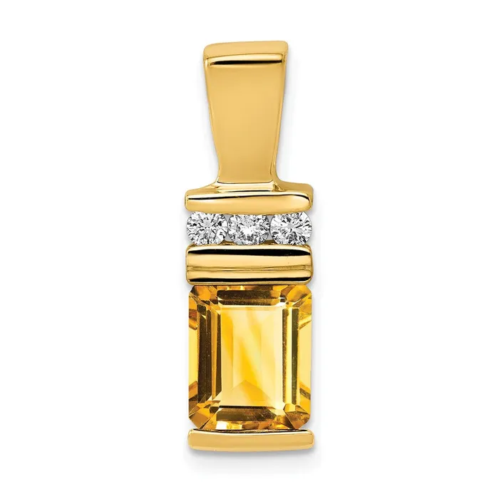 14k Yellow Gold 8x6mm Emerald Cut Citrine VS Diamond Slide Goldia Earrings 14k Yellow Gold 8x6mm Emerald Cut Citrine VS Diamond Slide Goldia Earrings