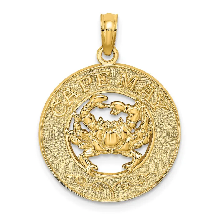 14k Yellow Gold CAPE MAY w Crab Charm Goldia Charm Necklaces
