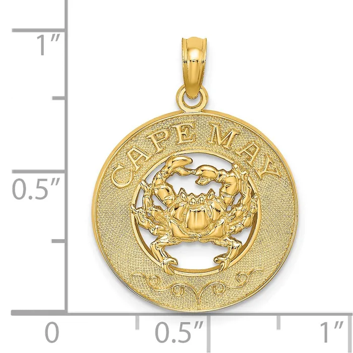 14k Yellow Gold CAPE MAY w Crab Charm Goldia Charm Necklaces
