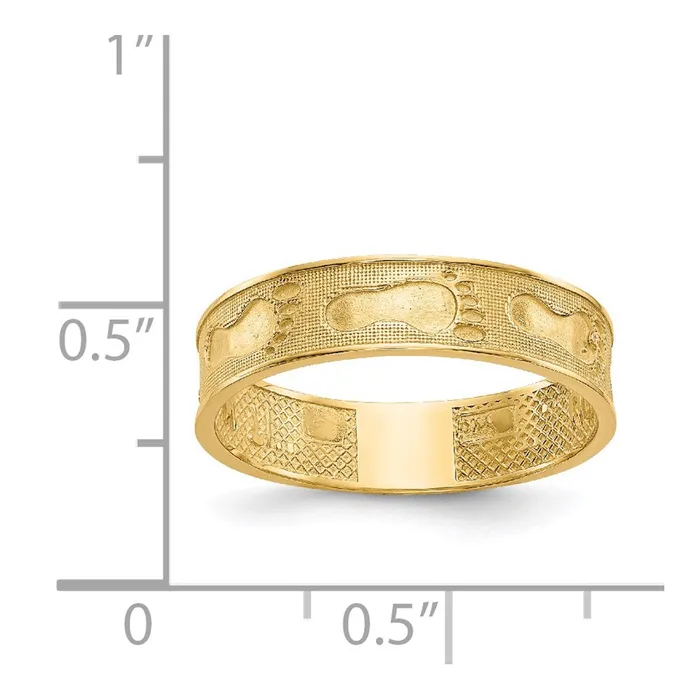 14K Yellow Gold Footprints In The Sand Ring Goldia Rings