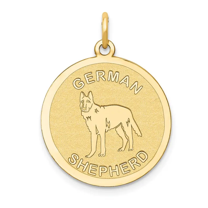 14k Yellow Gold German Shepherd Disc Charm Goldia Charm Necklaces