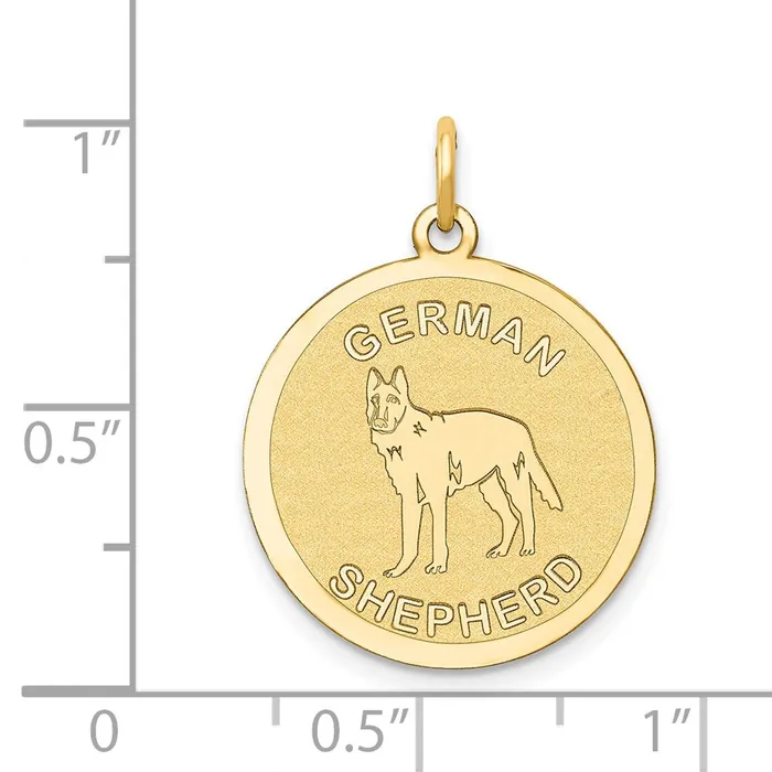 14k Yellow Gold German Shepherd Disc Charm Goldia Charm Necklaces