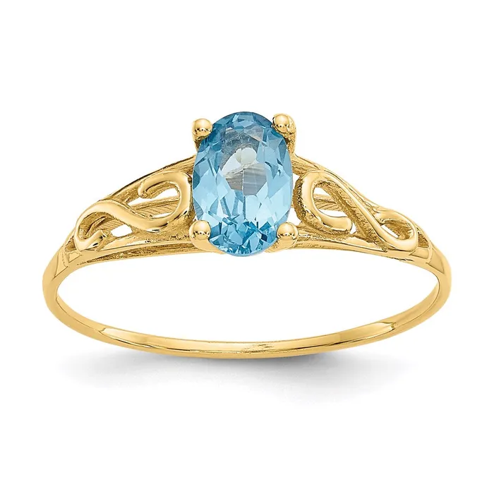 14K Yellow Gold Madi K Synthetic Blue Zircon Ring Goldia Rings