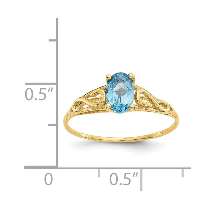14K Yellow Gold Madi K Synthetic Blue Zircon Ring Goldia Rings
