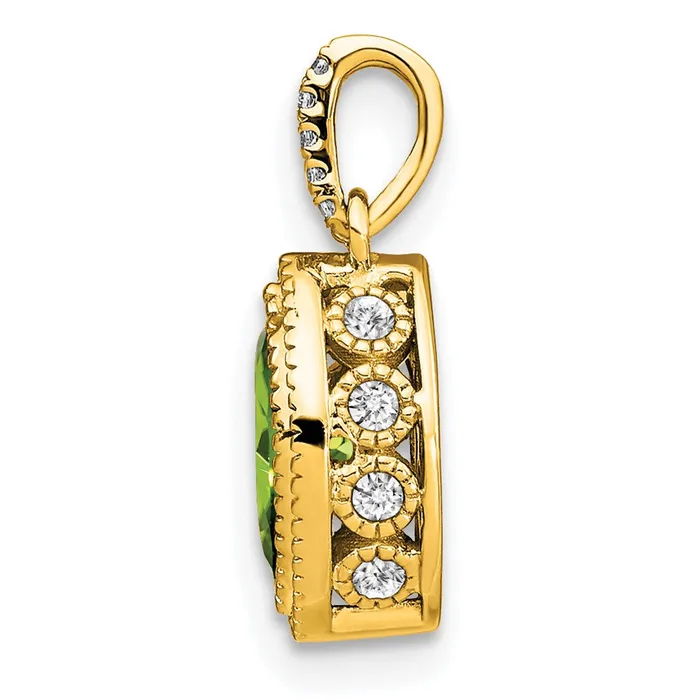 14K Yellow Gold Marquise Peridot and Real Diamond Pendant Goldia Necklaces