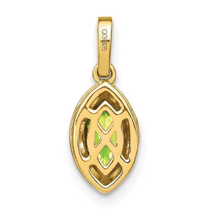 14K Yellow Gold Marquise Peridot and Real Diamond Pendant Goldia Necklaces