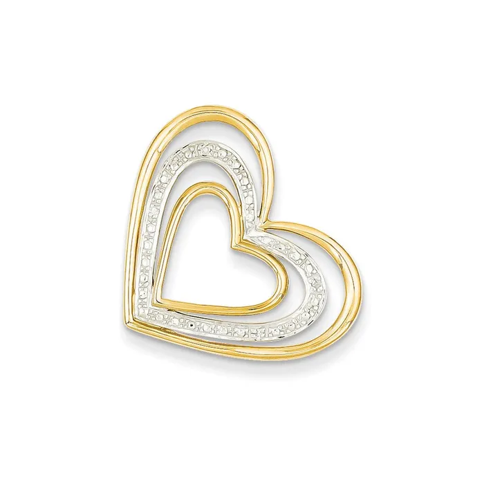 14K Yellow Gold Real Diamond u0026 Rhodium Triple Heart Slide Pendant Goldia Necklaces 14K Yellow Gold Real Diamond u0026 Rhodium Triple Heart Slide Pendant Goldia Necklaces