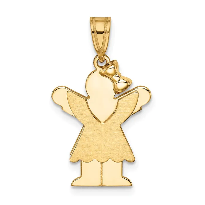 14k Yellow Gold Solid Engravable Girl with Bow on Right Charm Goldia Charm Necklaces 14k Yellow Gold Solid Engravable Girl with Bow on Right Charm Goldia Charm Necklaces