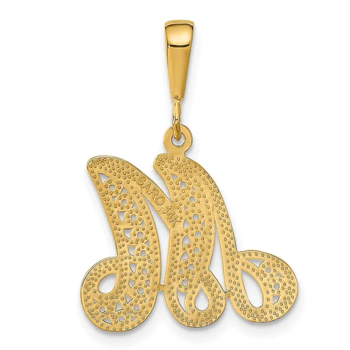 14k Yellow GoldY Polished Script Filigree Letter M Initial Pendant Goldia Necklaces