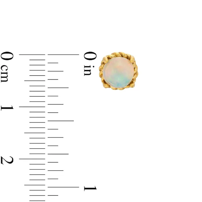 60mm Opal Solitaire RopeTextured Frame Stud Earrings in Sterling Silver and 10K Gold Goldia Earrings 60mm Opal Solitaire RopeTextured Frame Stud Earrings in Sterling Silver and 10K Gold Goldia Earrings