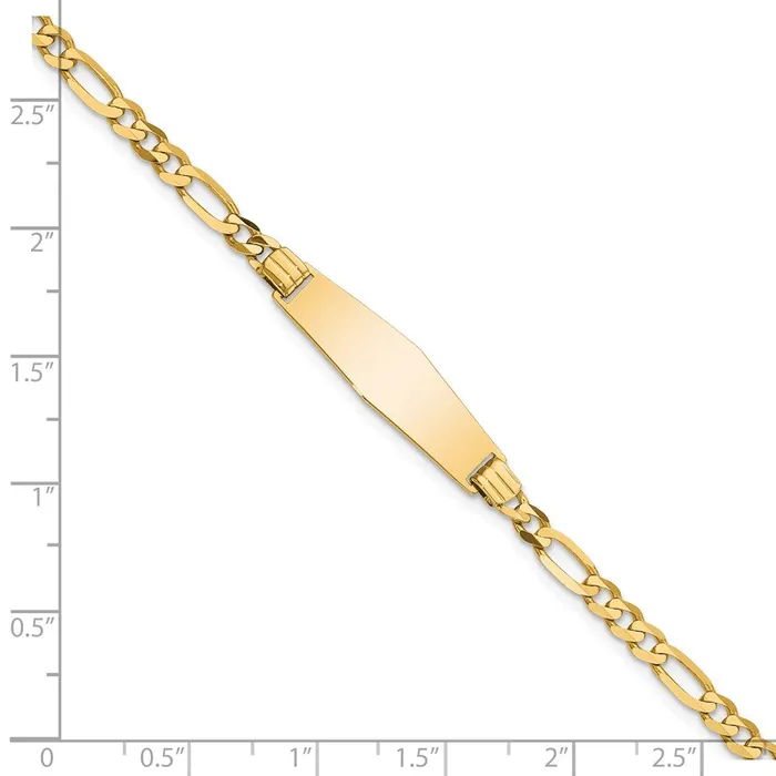Bracelets MDS Solid 14K Yellow Gold Soft Diamond Shape Figaro ID Bracelet Bracelets MDS Solid 14K Yellow Gold Soft Diamond Shape Figaro ID Bracelet
