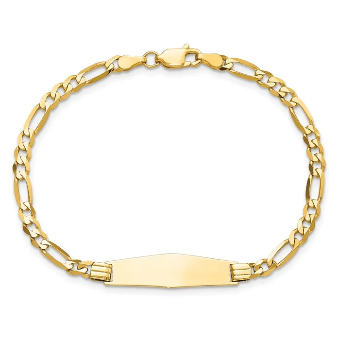 Bracelets MDS Solid 14K Yellow Gold Soft Diamond Shape Figaro ID Bracelet Bracelets MDS Solid 14K Yellow Gold Soft Diamond Shape Figaro ID Bracelet