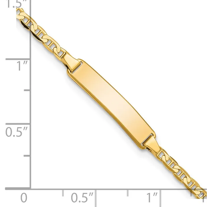 Bracelets Solid 14K Yellow Gold Flat Anchor Link ID Bracelet MDS