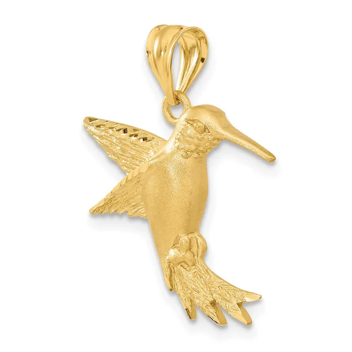 Charm Necklaces 14k Yellow Gold Hummingbird Charm Goldia