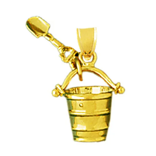 Charm Necklaces Goldia 14K Gold 3D Beach Pail and Shovel Nautical Charm