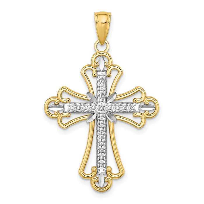 Charm Necklaces Goldia 14k Yellow u0026 Rhodium Gold W Rhodium Textured Block Cross Charm Charm Necklaces Goldia 14k Yellow u0026 Rhodium Gold W Rhodium Textured Block Cross Charm