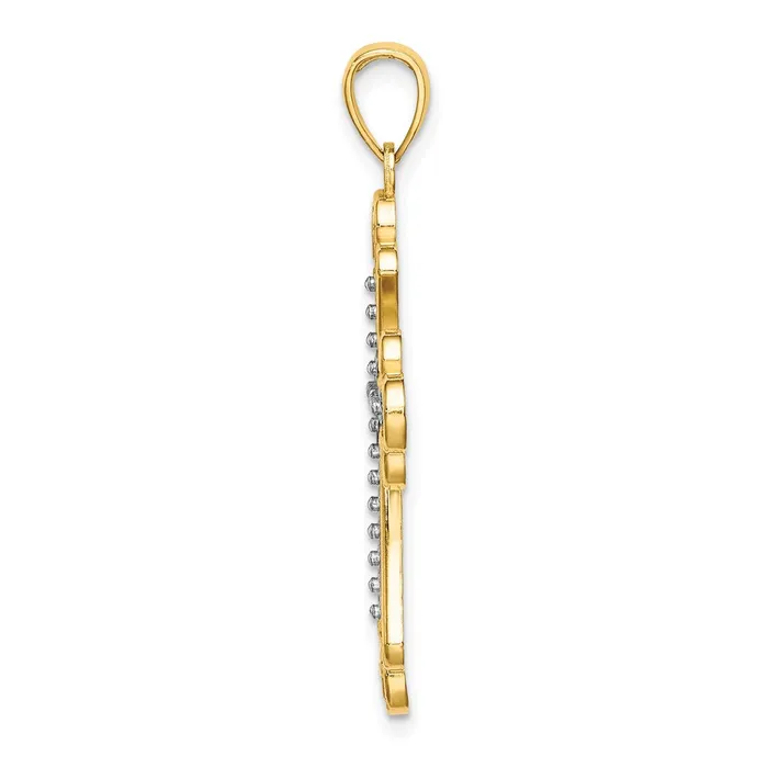 Charm Necklaces Goldia 14k Yellow u0026 Rhodium Gold W Rhodium Textured Block Cross Charm