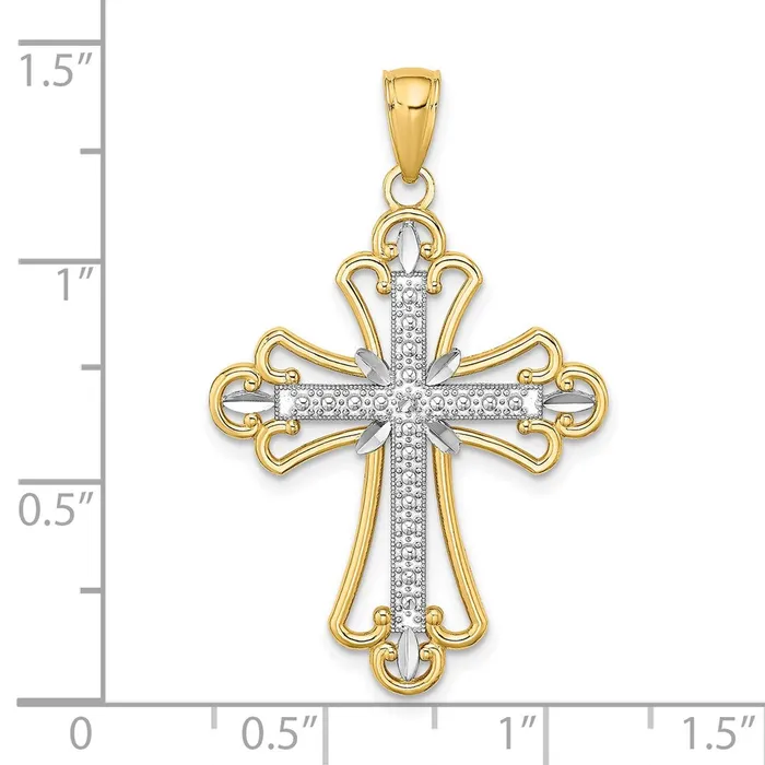 Charm Necklaces Goldia 14k Yellow u0026 Rhodium Gold W Rhodium Textured Block Cross Charm