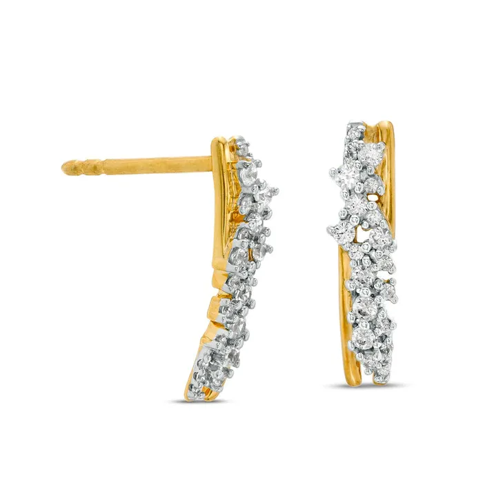 Earrings Goldia 025 CT TW Diamond Linear Scatter Drop Earrings in 10K Gold Earrings Goldia 025 CT TW Diamond Linear Scatter Drop Earrings in 10K Gold