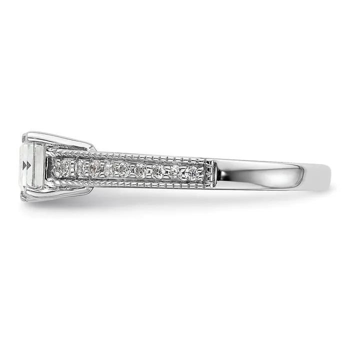 Earrings Goldia 14K White Gold Lab Grown Diamond VSSI G Emerald SemiMnt EastWest