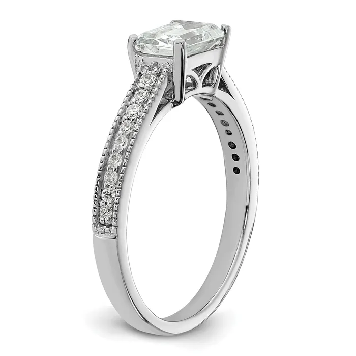 Earrings Goldia 14K White Gold Lab Grown Diamond VSSI G Emerald SemiMnt EastWest