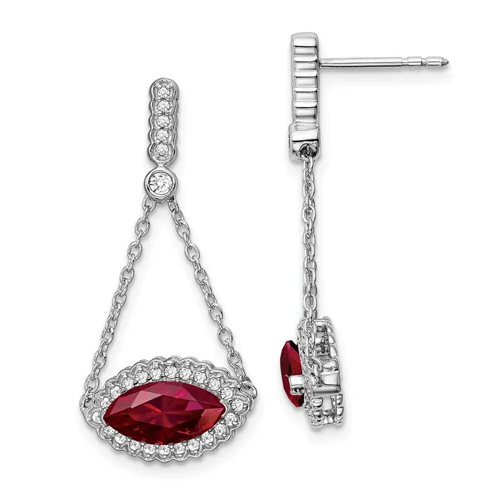 Earrings Goldia 14k White Gold Marquise Created Ruby and Real Diamond Earrings Earrings Goldia 14k White Gold Marquise Created Ruby and Real Diamond Earrings