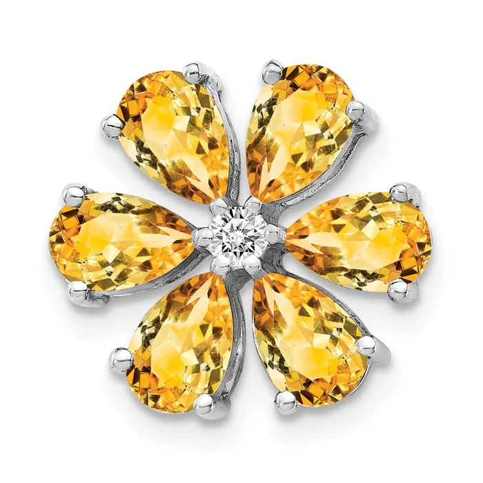 Earrings Goldia 14k White Gold Real Diamond Citrine 6 Petal Flower Chain Slide Earrings Goldia 14k White Gold Real Diamond Citrine 6 Petal Flower Chain Slide