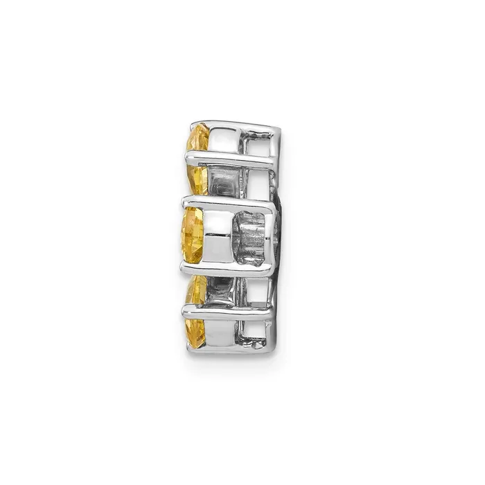 Earrings Goldia 14k White Gold Real Diamond Citrine 6 Petal Flower Chain Slide
