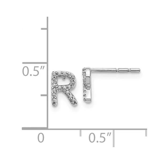 Earrings Goldia 14k White Gold Real Diamond Initial R Earrings