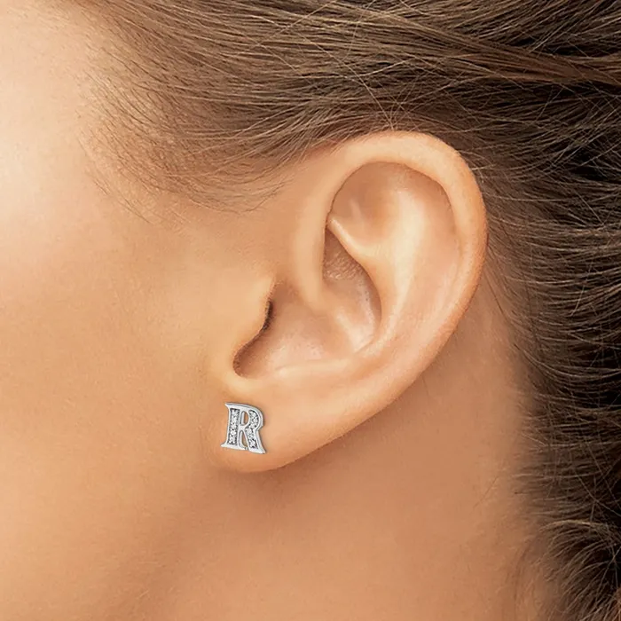Earrings Goldia 14k White Gold Real Diamond Initial R Earrings