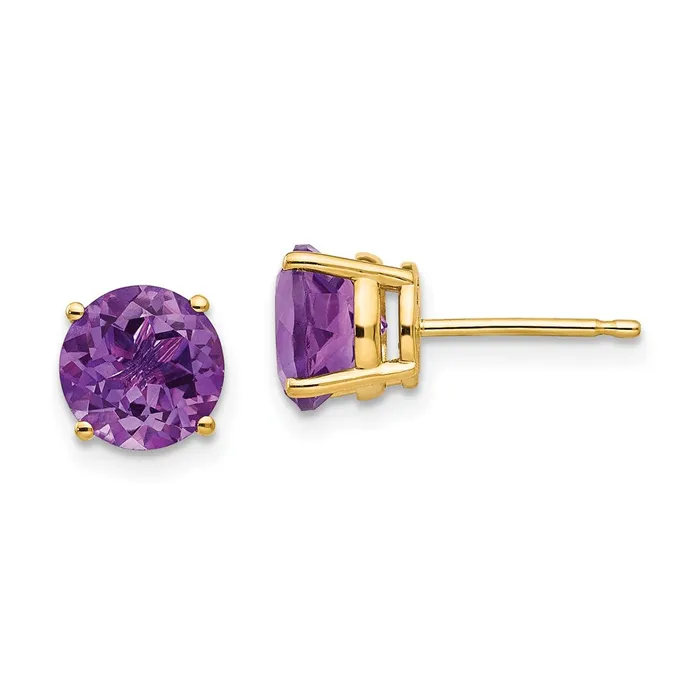 Earrings Goldia 14k Yellow Gold 7mm Amethyst Post Earrings