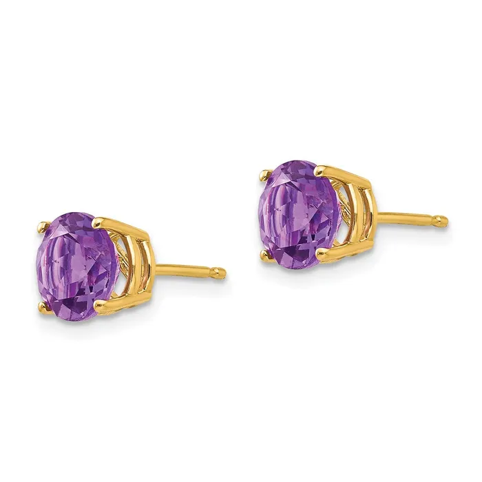 Earrings Goldia 14k Yellow Gold 7mm Amethyst Post Earrings