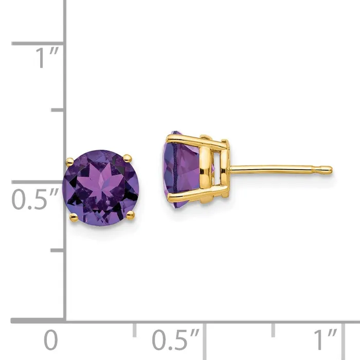 Earrings Goldia 14k Yellow Gold 7mm Amethyst Post Earrings