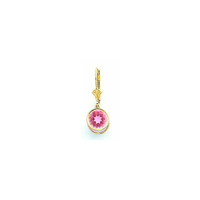 Earrings Goldia 14k Yellow Gold 8mm Pink Tourmaline leverback earring Earrings Goldia 14k Yellow Gold 8mm Pink Tourmaline leverback earring
