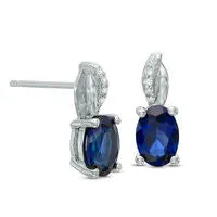 Earrings Goldia Oval LabCreated Blue Sapphire and Diamond Accent Drop Earrings in Sterling Silver Earrings Goldia Oval LabCreated Blue Sapphire and Diamond Accent Drop Earrings in Sterling Silver