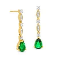 Earrings Goldia PearShaped LabCreated Emerald and White Sapphire Marquise Frame Drop Earrings in Sterling Silver with 14K Gold Plate Earrings Goldia PearShaped LabCreated Emerald and White Sapphire Marquise Frame Drop Earrings in Sterling Silver with 14K Gold Plate